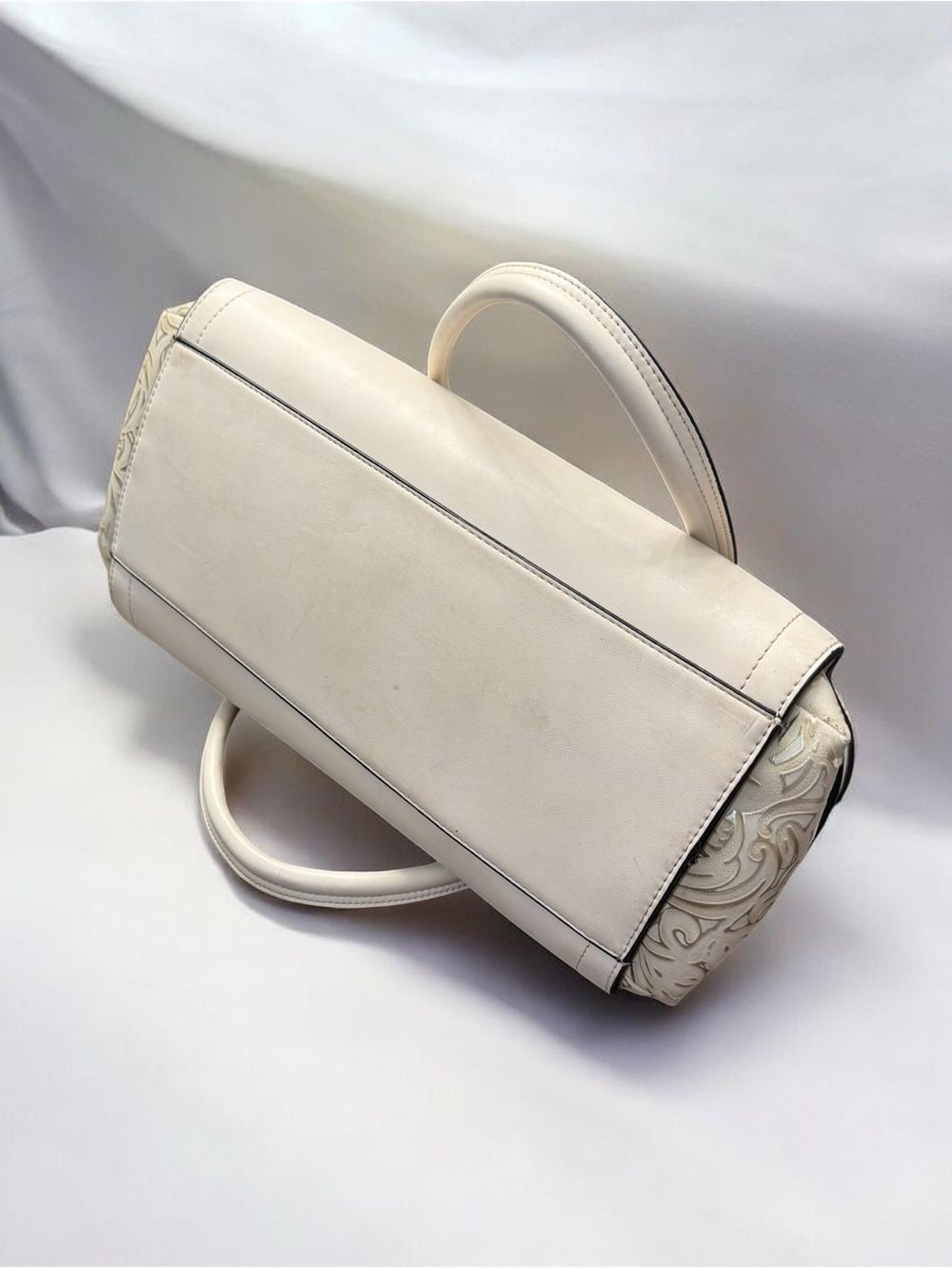 London Fog cream satchel shoulder handbag - Picture 4 of 9